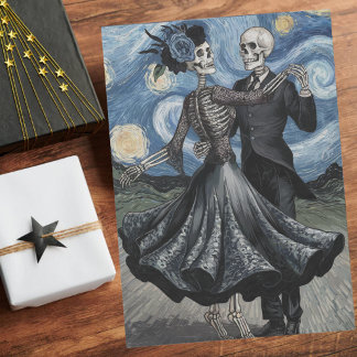 Skeleton Dance Night Sky Van Gogh Style Decoupage Tissue Paper