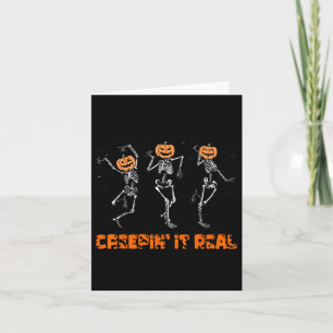 Skeleton Dancing Creeping It Real Halloween Funny  Card