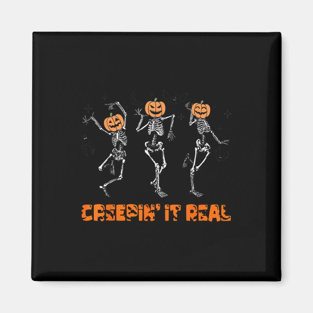 Skeleton Dancing Creeping It Real Halloween Funny  Magnet (Front)