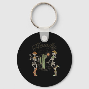 Skeleton Dancing Howdy Skeleton Cowboy Boots Hat  Keychain