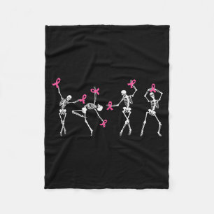 Skeleton Dancing Nk Ribbon Breast Cancer Awareness Fleece Blanket