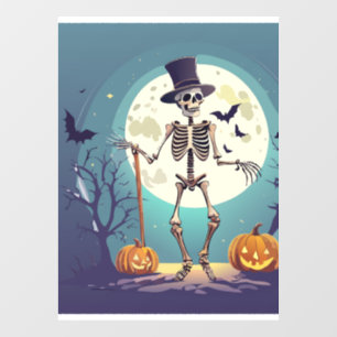 Skeleton Dancing Under The Moon Halloween Window Cling