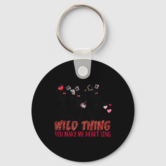 Skeleton Dancing Valentine Wild Thing You Make My  Keychain (Front)