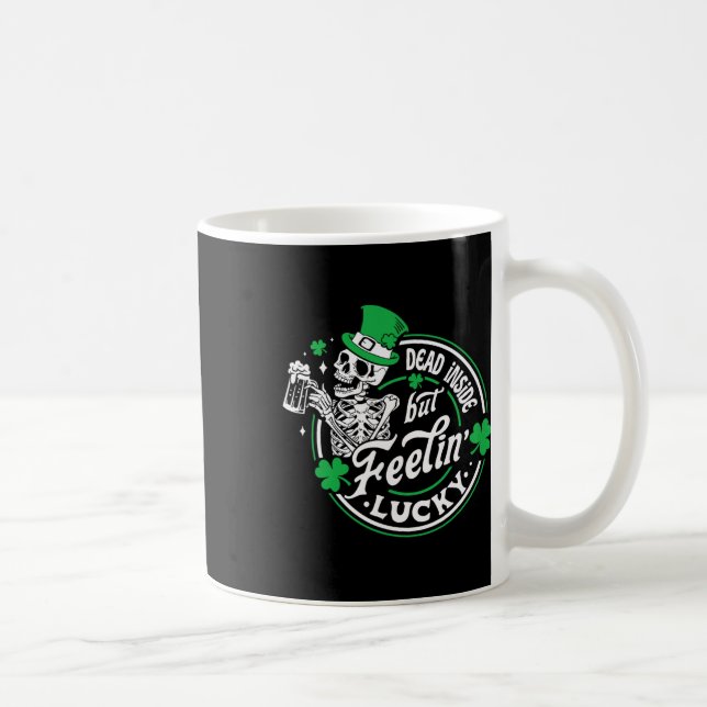 Skeleton Dead Inside But Feeling Lucky Retro St Pa Coffee Mug (Right)