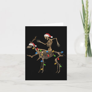 Skeleton Deer Santa With Xmas Lights Christmas Men Card
