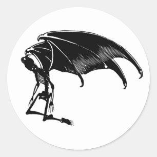 Skeleton Demon Fallen Angel Horror Goth art Classic Round Sticker