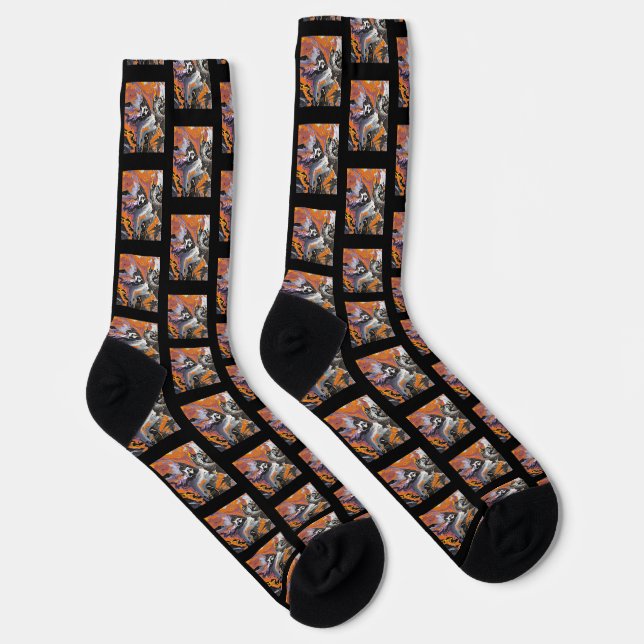 Skeleton Design Abstract Artwork Socks (Right)