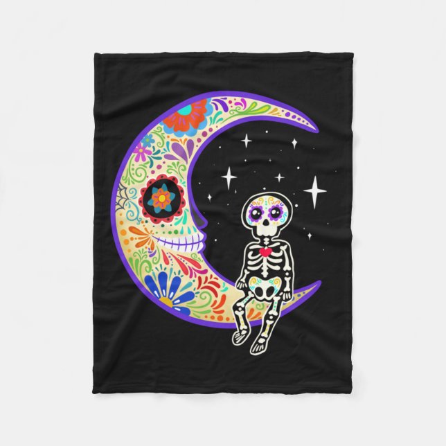 Skeleton Dia De Los Muertos Skeleton Performance Fleece Blanket (Front)