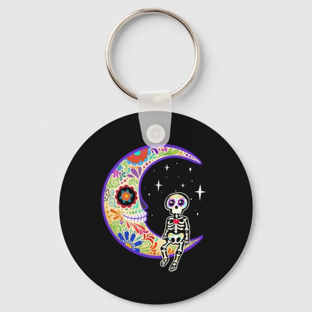 Skeleton Dia De Los Muertos Skeleton Performance Keychain (Front)