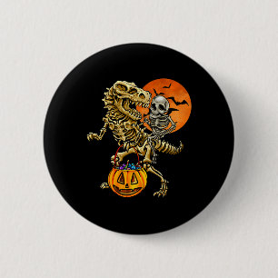 Skeleton Dinosaur Halloween Pumpkin For Boys Kids 2 Inch Round Button