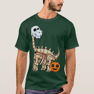 Skeleton Dinosaur Lazy Halloween Costume Cute Bone T-Shirt