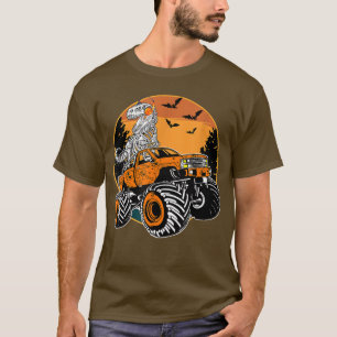 Skeleton Dinosaur Riding Monster Truck Halloween K T-Shirt