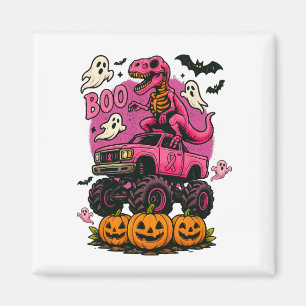 Skeleton Dinosaur T Rex Riding Monster Truck Breas Magnet