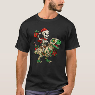 Skeleton Dinosaur Ugly Christmas Party Winter Holi T-Shirt