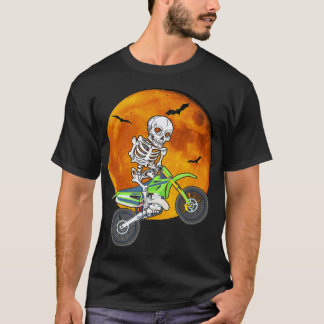 Skeleton Dirt Bike Halloween Motocross Biker  T-Shirt