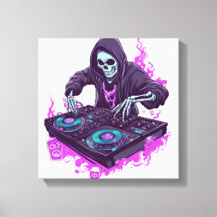 Skeleton DJ Canvas Print