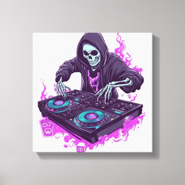  Skeleton DJ Canvas Print (Front)