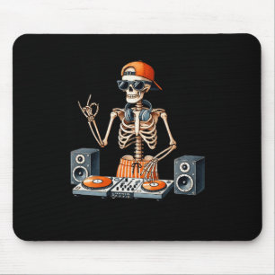 Skeleton Dj Halloween Costume Turntable Music Funn Mouse Pad