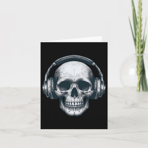 Skeleton Dj Headphones Spooky Skull Musician Hallo Card