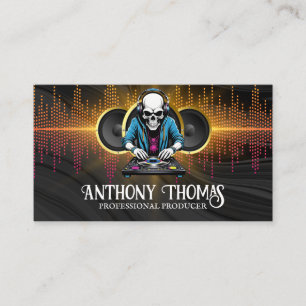 Skeleton Dj Music Speakers Equalizer Background Business Card