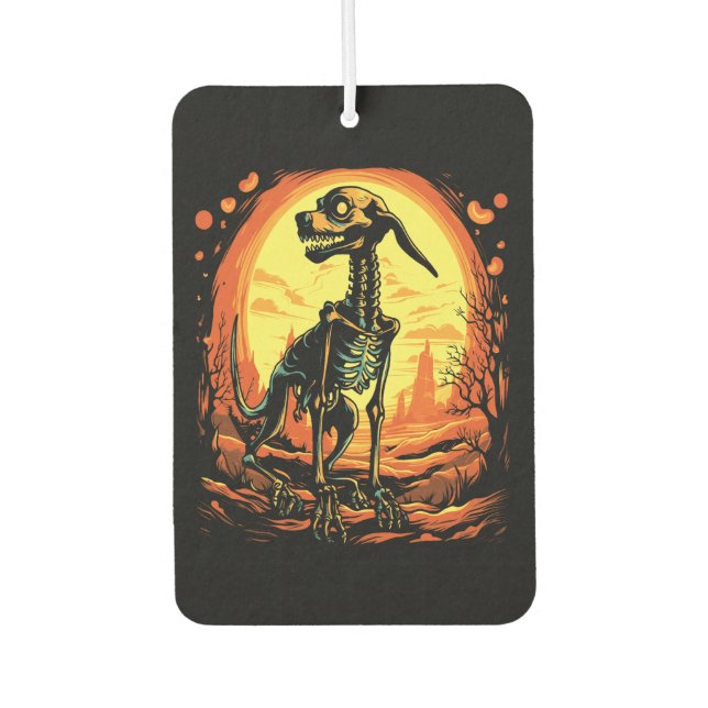 Skeleton Dog Halloween Art Air Freshener (Front)