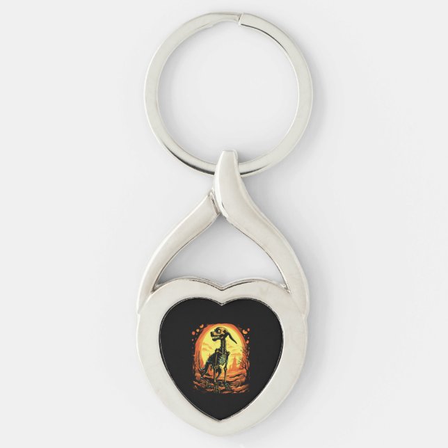 Skeleton Dog Halloween Art Keychain (Front)