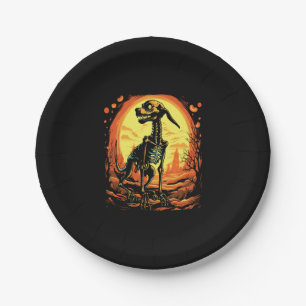 Skeleton Dog Halloween Art Paper Plate