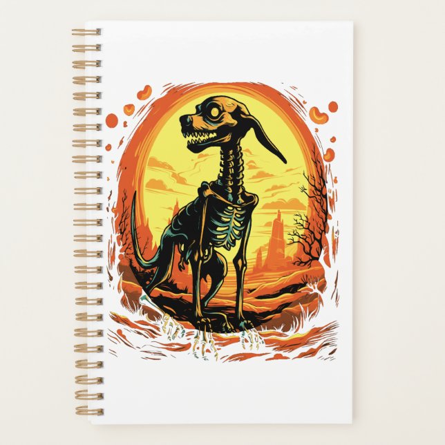 Skeleton Dog Halloween Art Planner (Front)