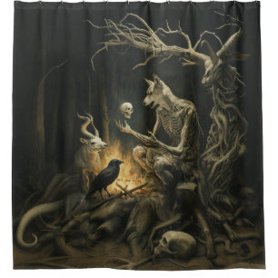 Skeleton Dog Moon Occult Dark Witchy AI Art