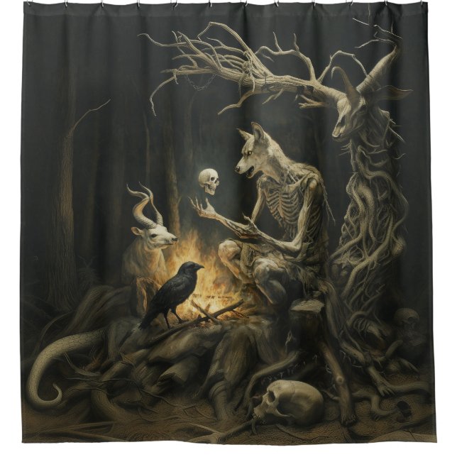 Skeleton Dog Moon Occult Dark Witchy AI Art (Front)