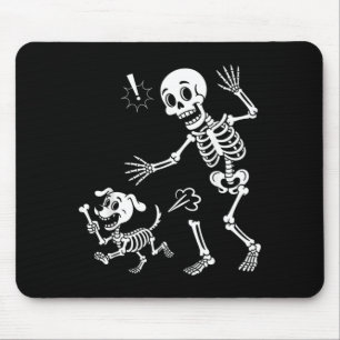 Skeleton Dog Stealing Bone Halloween Costume Pet Mouse Pad