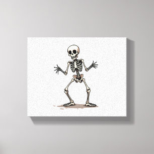 Skeleton Doing the Dab – Funny Halloween Dance Shi Canvas Print
