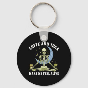 Skeleton Doing Yoga And Drinking Coffee I Feel Ali Keychain