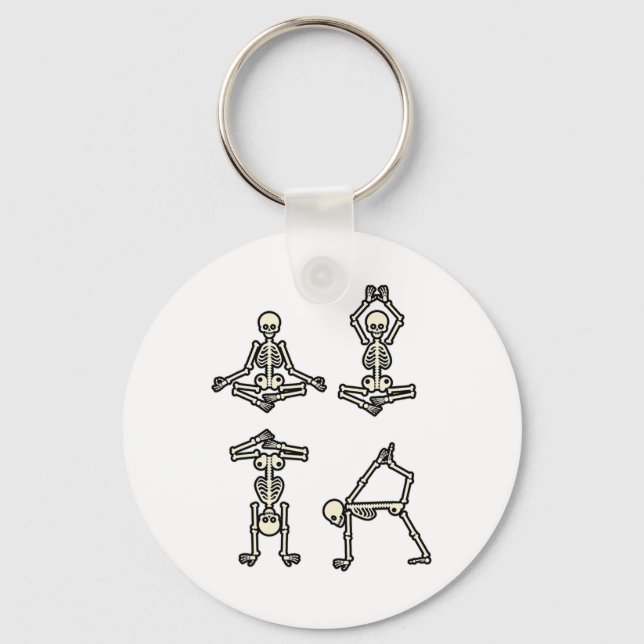 Skeleton Doing Yoga Meditation Yogi Funny Hallowee Keychain (Front)
