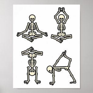 Skeleton Doing Yoga Meditation Yogi Funny Hallowee Poster
