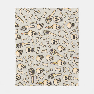 Skeleton Doodles: Vintage Textile Pattern. Fleece Blanket