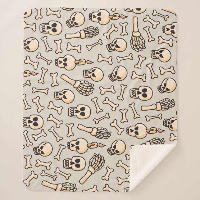 Skeleton Doodles: Vintage Textile Pattern. Sherpa Blanket (Front)