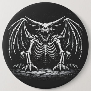 Skeleton Dragon by BurnsInHell 6 Inch Round Button