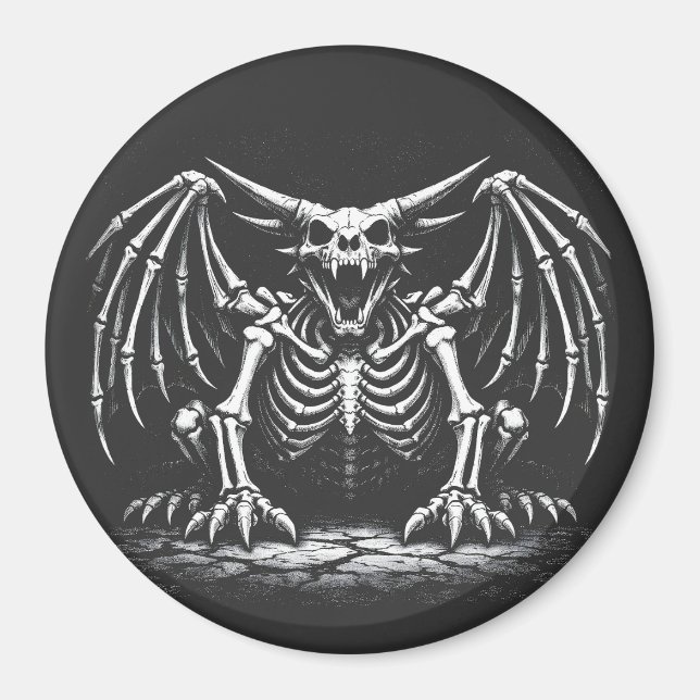 Skeleton Dragon by BurnsInHell Magnet (Front)