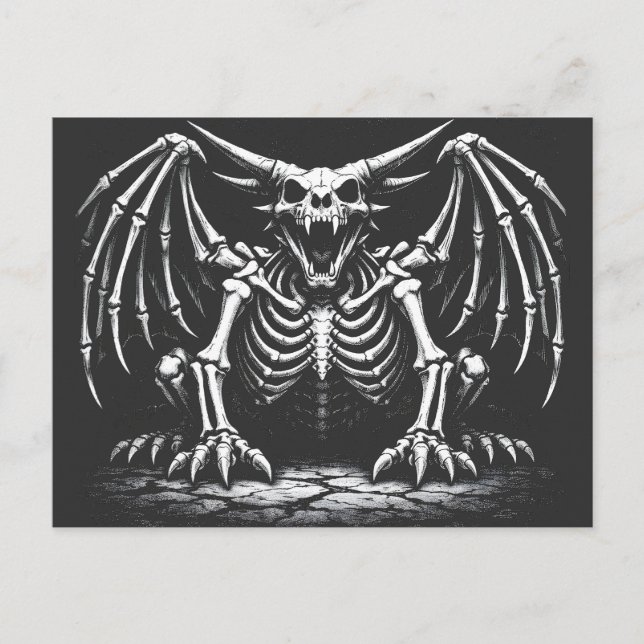 Skeleton Dragon by BurnsInHell Postcard (Front)