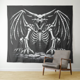 Skeleton Dragon by BurnsInHell Tapestry