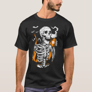 Skeleton Drink Coffee   Boo Halloween Costume T-Shirt