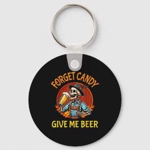 Skeleton Drinking Beer Halloween Forget Candy Give Keychain