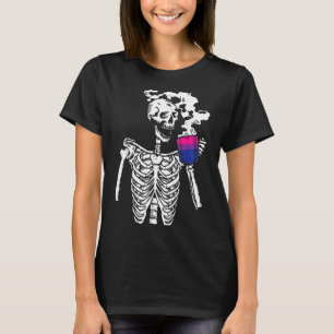 Skeleton Drinking Coffee Gay Pride  Skull Lgbt T-Shirt