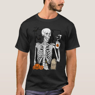 Skeleton Drinking Coffee   Halloween Skull 1 T-Shirt