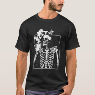 Skeleton Drinking Coffee Lover Funny Halloween Sku T-Shirt