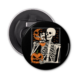 Skeleton Drinking Coffee Lover Halloween Skull BT Bottle Opener