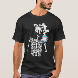 Skeleton Drinking Coffee Trans Gender Pride Skull T-Shirt