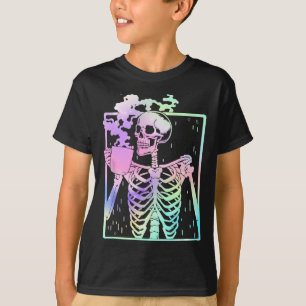 Skeleton Drinking Coffee Women men Halloween costu T-Shirt