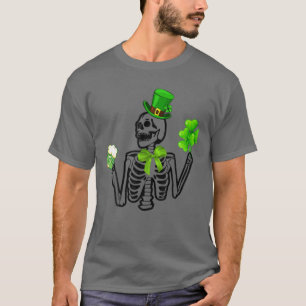 Skeleton Drinking Green Beer St. Patricks Day Iris T-Shirt